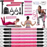 Shenzhen Haorui Industrial Technology Co., Ltd. Set de Pilates avec 6 bandes de résistance en latex - Barre de Pilates en 3 sections Équipement de fitness portable pour l'entraînement à domicile Yoga Stretching - Tableau de pompes 180lbs/250lbs
