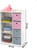 JUDY WILD "HAPPY" Kast met 3 vakken en 4 lades – Roze en grijs – 62x29xH96 cm