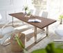 DELIFE Table à manger Edge acacia brun 300x100 acier inoxydable étroit Live-Edge