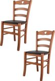 t m c s Tommychairs Cuore - Eetkamerstoelen - Set van 2 - Kersenhout - Kunstleer