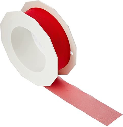 Organzaband Sheer rood 25 mm x 25 m op de rol | Cadeaulint Sheer rood | lint rood | lint organza rood | Organza lint 25 mm rood