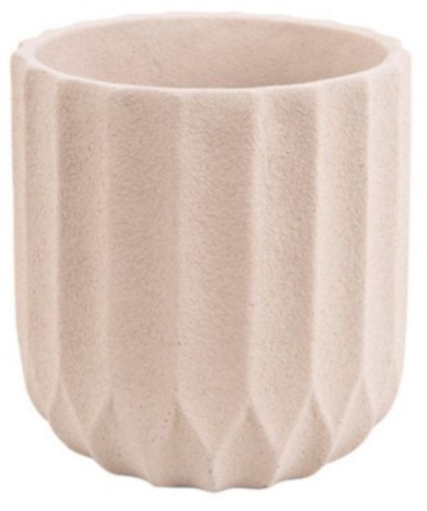 Present Time Stripes Bloempot - 18 cm - Beton - Ivoorwit - 8714302687808