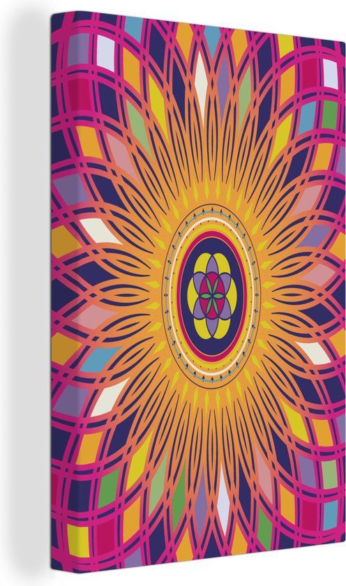 OneMillionCanvasses Canvas schilderij 120x180 cm - Mandala met ruiten - Multicolor - Rechthoekig