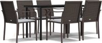 vidaXL 7-delige Tuinset met Kussens, Poly Rattan en Staal, Bruin