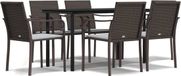 vidaXL 7-delige Tuinset met Kussens, Poly Rattan en Staal, Bruin