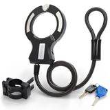 FISCHER E-scooterslot, 120 cm handboeienslot met 10 mm staalkabel, veiligheidsniveau 4, robuuste 74 mm klem, 2 hoogbeveiligingssleutels en houder inbegrepen