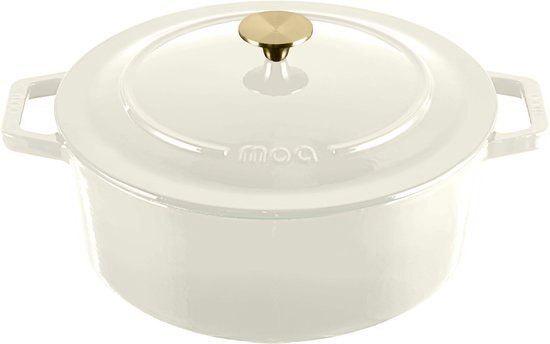 MOA Gietijzeren Braadpan - 7,2L Stoofpot - Wit