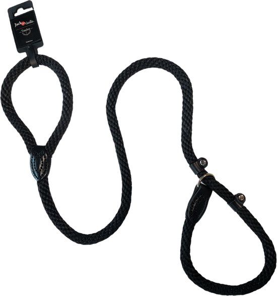 Jack and Vanilla Walkabout Slip Lead - Black - 140cm - Nylon & Leather - Large