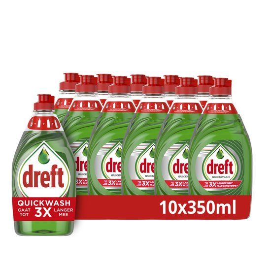 Dreft Platinum Quickwash Vloeibaar Afwasmiddel - Original - Voordeelverpakking (10 x 350 ml)