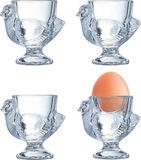 Bellatio Design Eierdopjes Poulet - set van 12x - glas transparant - 7 x 7 cm - pour petit-déjeuner/brunch/Pâques