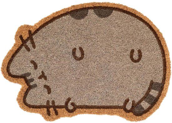 Pusheen Decoratieve Deurmat - Kat Vorm - 40x60cm - Antislip - Bruin - Kokosvezel