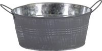 Mega Collections Plantenpot/bloempot/emmer - zink - grijs - rond - D22 x H10 cm