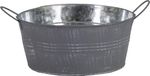 Mega Collections Plantenpot/bloempot/emmer - zink - grijs - rond - D22 x H10 cm