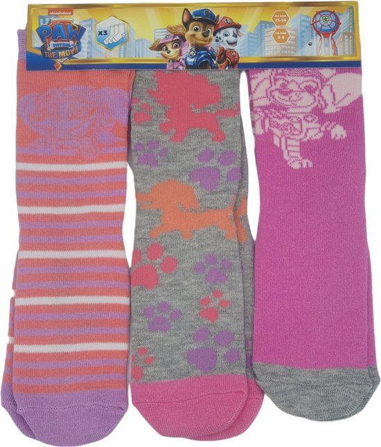 Paw Patrol - Meisjes Sokken - 3 Paar - Maat 27/30 - Roze