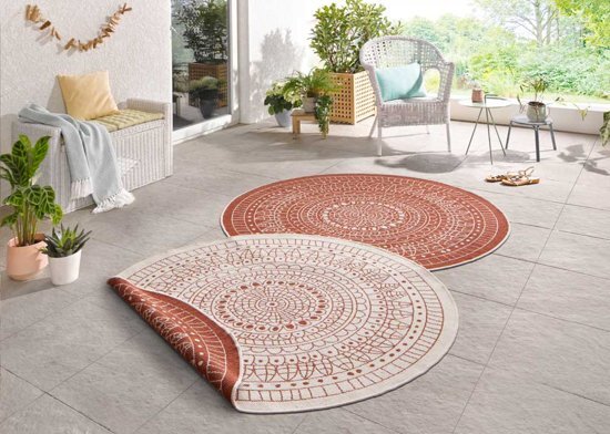 Bougari Rond vloerkleed Twin Kring - Terra/Creme 140cm