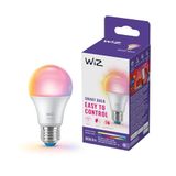 WiZ Smart LED A60-lamp, gekleurd en instelbaar wit licht, E27-fitting, 60W-equivalent, 2200-6500K, 806 lumen, dimbaar, werkt met Alexa, Google Assistant en Apple Home, 1-pack