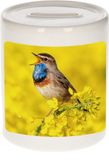 Bellatio Decorations Shoppartners Bv Dieren blauwborst vogel foto spaarpot 9 cm jongens en meisjes - Cadeau spaarpotten blauwborst vogel vogels liefhebber