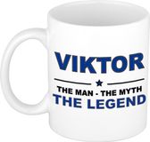 Bellatio Decorations Naam cadeau Viktor - The man, The myth the legend koffie mok / beker 300 ml - naam/namen mokken - Cadeau voor o.a verjaardag/ vaderdag/ pensioen/ geslaagd/ bedankt