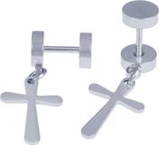 Mendes Cross Stud Oorbellen Titanium Zilverkleurig