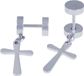 Mendes Cross Stud Oorbellen Titanium Zilverkleurig
