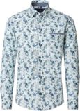 CASA MODA Sport casual fit overhemd - popeline - wit met blauw en groen dessin