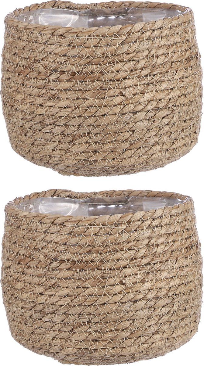 Mica Decorations - Plantenpot - Rotan - Jute - Beige - Ø 18 cm - 2 stuks