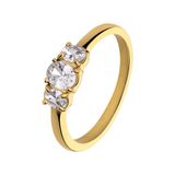 Lucardi Dames Stalen goldplated vintage ring met drie witte zirkonia