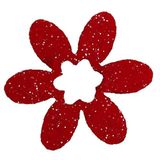 Petra's Knutsel-News 100 x bloem 30 mm met bloemenuitsnijding, glittervilt, eenzijdig glitter, fliz, rood, 18 x 12 x 5 cm