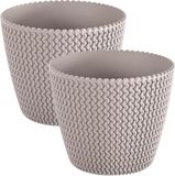 Prosperplast Set van 2 plantenpotten - Ø 22 cm - Beige/Taupe - Kunststof - Binnen/Buiten