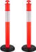 VEVOR Verkeersafbakeningspaal 2 Stuks (114CM) met Vulbare Voet en Reflecterende Strips, Waarschuwingspaal voor Bouwplaatsen, Parkeerterreinen, Dranghekkenpaal, Rood