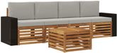 vidaXL - Extérieur - canapé - set - 5 - pcs - Naturel - et - gris clair - Acacia massif - Bois