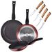 PAKKET VAN 3 Koekenpannen Ø20/24 en 28 cm + 4 STUKS SET CHULETERO MESSEN