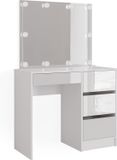Vicco Kaptafel Sherry, Wit, 90 cm met spiegel en LED-lichtslinger