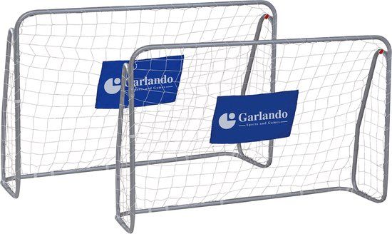 Garlando Kick & Rush Voetbaldoel Set - 215 x 152 cm - Set van 2 - Wit/Grijs