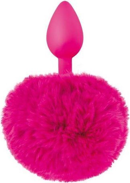 Sweet Caress Buttplug with Pompon - Fuchsia - 3cm