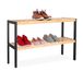 Merkloos / Sans marque Relaxdays Schoenenrek bamboe - 70 cm breed - 2 laags - natuur-zwart