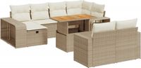 vidaXL 11-delige tuinset met kussens, polyrattan, beige