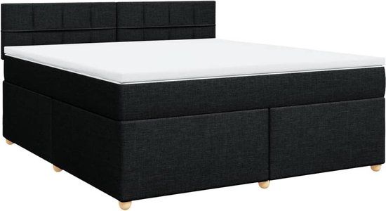 vidaXL Boxspring met matras - Stof - Zwart - 180x200 cm