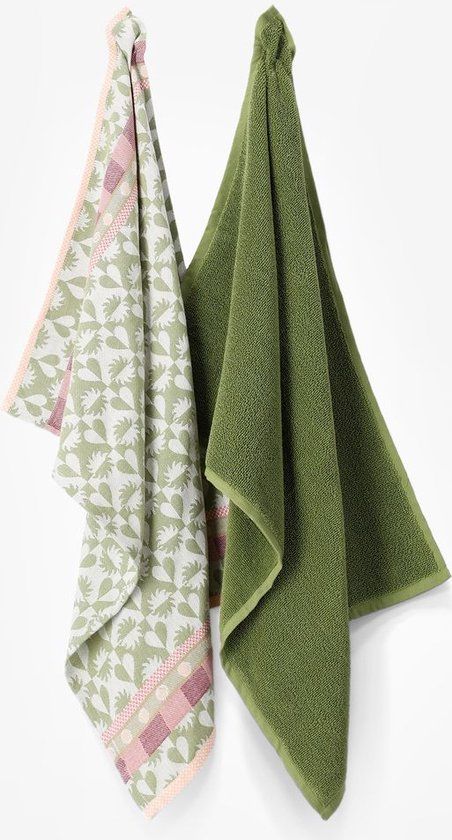 Sissy-Boy Groene Handdoek en Theedoek Set - 100% Katoen