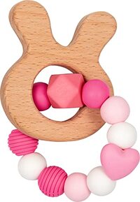 Die Spiegelburg Siliconen houten bijtring, roze - BabyGlück