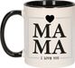Bellatio Decorations Cadeau koffie/thee mok voor mama - zwart/grijs - ik hou van jou - keramiek - Moederdag