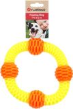 Flamingo Lipa Hondenspeelgoed, TPU, ring met ballen, geel/oranje, 19 x 19 x 4,9 cm, drijvend
