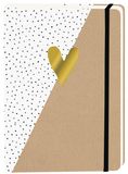 Office Notitieboek kraft gouden hart A5 lijn 92 pagina's softcover