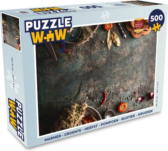 MuchoWow Puzzel Marmer - Groente - Herfst - Pompoen - Rustiek - Kruiden - Legpuzzel - Puzzel 500 stukjes - Sinterklaas cadeautjes - Sinterklaas voor grote kinderen