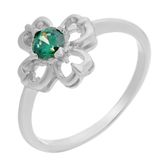 Orphelia Ring Zilver 925 Bloem Zirkonia Groen Maat 56