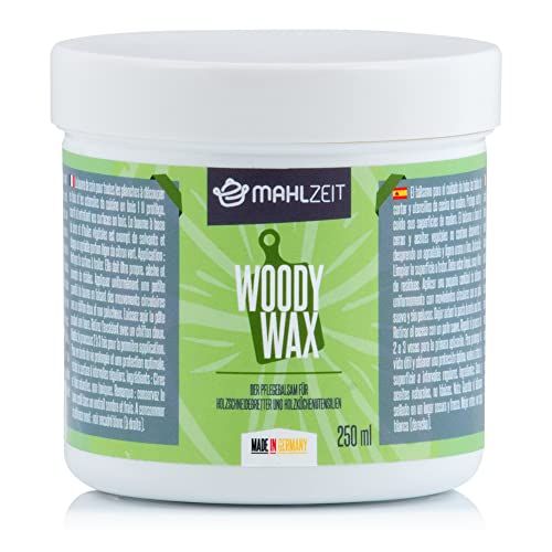 Mahlzeit WOODY WAX houtverzorging van bijenwas voor snijplanken, 250 ml, 100% natuurlijk, houtwas voor snijplanken, werkbladen, keukenhulp, houtbalsem, houtolie voor snijplanken