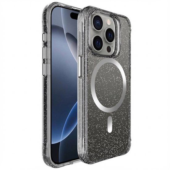 imoshion Hoesje - Geschikt voor Apple iPhone 15 Pro - Glitter Backcover geschikt voor MagSafe 2.0 - Zilver
