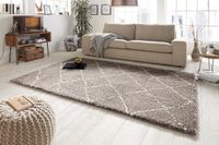 Mint rugs Hoogpolig vloerkleed geruit Allure - beige/crème 80x150 cm