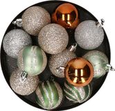 Atmosphera Kerstballen 12x - Champagne/Oker/Lichtgroen - 4 cm - Kunststof