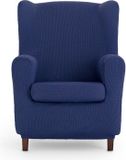 ECOMMERC3 Universele en veelzijdige vleugelstoelhoes - fauteuilhoes in blauw, stof, 1 stuk(s)
